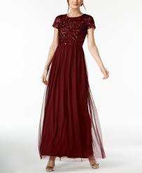 Sequined Tulle A Line Gown Macys Com A Line Gown Review Dresses Fashion