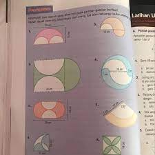 2 = 14 cm l 1/2 lingkaran = 1/2 × π × r² = 1/2 × 22/7 × 14 × 14 cm² = 11 × 2 × 14 cm² = 308 cm² luas daerah = l persegi panjang + l 1/2 lingkaran = 672 cm² + 308 cm² = 980 cm² b. Hitunglah Luas Daerah Yang Diwarnai Pada Gambar Gambar Berikut Nomor 1 5 Brainly Co Id