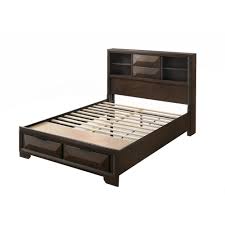 Acacia 25047 white platform king bed frame. Homeroots Amelia Espresso King Bed With Bookcase Headboard 318722 The Home Depot