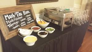 We're having a cocktail party with passed apps (chicken how about a baked potato bar instead? Potato Bar Wedding Catering Photos