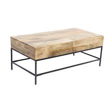 Sold and shipped by costway. Mango Wood Coffee Table With 2 Drawers Brown And Black Overstock 18151641