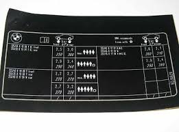 Bmw E38 Tyre Pressure Table Sticker Label Chart 2122345