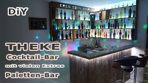 Bar Theke Aus Europaletten Mit Led Strips Und Kronkorken Tisch Hobbybar Partyraum Diy Bar Theke Aus Paletten Led Stripes Bar Selber Bauen