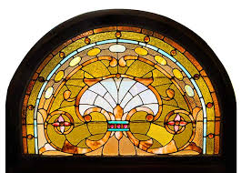 Vector stained glass windows set. Small Arched Stained Glass Window With Multi Textured Glass Wooden Nickel Antiques