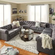 Shop Knightsbridge Tufted Scroll Arm Chesterfield 11 Seat U Shaped Sectional By Inspire Q Artisa Living Room Designs Small Living Room Decor U Shaped Sectional
