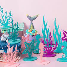 Under the sea theme mermaid cupcake toppers. 2pcs Diy Mermaid Theme Party Decoration Felt Table Centerpiece Under The Sea Little Mermaid Girl Birthday Party Supplies Baby Shower Shopee Philippines