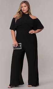 Cold Shoulder Wide Leg Black Wedding Guest Jumpsuit Size 14w 18w 20w Available Only Jumpsuit For Wedding Guest Black Jumpsuit Wide Leg Fashion