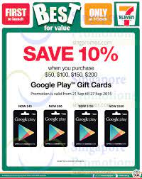 Steam wallet code singapore 20 sgd. Google Play 10 Off Gift Cards Promotion 7 Eleven 21 27 Sep 2015