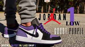 Jordan 1 Low Court Purple Review On Feet W Lace Swap S Youtube