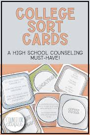 College Sort Cards School Counselor Resources College Counseling School Counseling