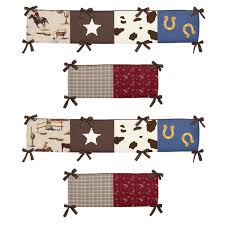 Diy bumper for babys crib 😊. Sweet Jojo Designs Chocolate Brown Red Cream Blue Green And Gold Wild West Collection Baby Crib Bumper Pad Overstock 20676556