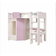 Quel lit mezzanine enfant « lit cabane » acheter ? Lit Mezzanine Design Rose Et Blanc Avec Rangement Pour Fille