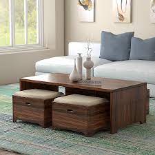 4.4 out of 5 stars. Lichfield Wooden Coffee Table With 4 Stools Brown Decornation