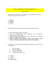 Pengaruh india dalam masyarakat dan tamadun melayu dapat dilihat. Ulangkaji Soalan Objektif Docx