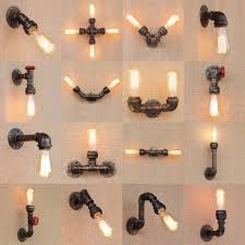 Retro Industrie Wand Lampe Vintage Eisen Rost Wasser Rohr Lampen E27
