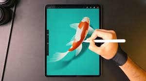Drawing A Koi Fish On The Ipad Pro Koi Fish Digital Drawing Koi Fish Drawing