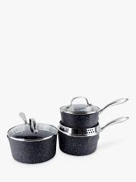 A larger saucepan is harder to maneuver around the kitchen. Eaziglide Neverstick2 Non Stick Saucepan Set With Lids 3 Piece At John Lewis Partners