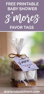 By subscribing you agree to the terms of use and privacy policy. Baby Shower S Mores Favors With Free Printable Tag
