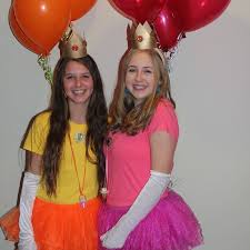 Currently, my kiddos are obsessed with super mario party for the nintendo switch, and that's what got me thinking i should make this diy princess peach costume. Princess Peach And Princess Daisy Halloween Costumes Halloween Costumes Friends Princess Daisy Costume Diy Costumes Women