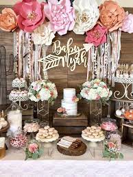 Boho Chic Baby Shower Party Ideas Photo 9 Of 9 Boho Baby Shower Decoracoes Para Festas De Nascimento Cha Da Menina
