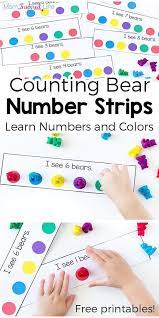 It is a children's picture book in which a series of animals including a brown bear, a red bird, a white dog, a yellow duck and a teacher all cross the pages, introducing each other as they go. Counting Bear Number Strips And Color Matching Activity Math Activities Preschool Math Activities Numbers Preschool