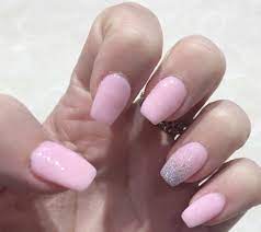 Pink Acrylic Nails Pink Glitter Nails Pale Pink Acrylic Nails Short Acrylic Nails Designs