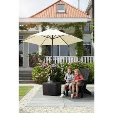 Keter Patio Umbrella Base Table In Brown 246083 The Home Depot In 2020 Patio Umbrella Patio Umbrella Bases Patio