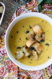 Butternut Squash Leek Soup With Garlic Herb Croutons Recipe Leek Soup Leeks Butternut