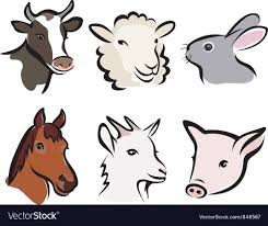 Farm Animals Icons Vector Image On Vectorstock Animal Icon Illustrations Posters Illustration
