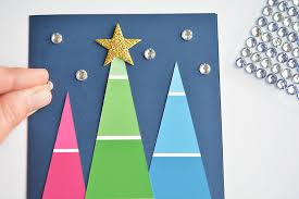Two different designs of christmas cards. Paint Chip Christmas Cards Paint Swatch Christmas Trees