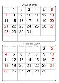 Printable October And November 2018 Calendar Print Calendar Calendar Printables Printable Calendar Word