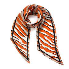 Wild Tiger Silk Neck Scarf Orange Ingmarson Wolf Badger