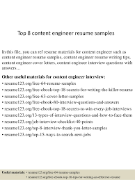 top 8 content engineer resume samples