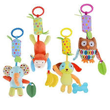 Haha Baby Soft Hanging Rattle Toy Infant Stroller Car Seat Crib Pram Hanging Bell Puppet Toys Cute Travel Along Activity Kids Plush Animal Wind Chime With Teeth Baby Stroller Toys Baby Stuffed
