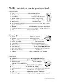 • julia _____ (to play) volleyball. Tenses Present Simple Present Progressive Past Simple Deutsch Daf Arbeitsblatter