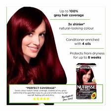 If you want a vivid red hair colour results, try bleaching before applying nutrisse ultra colour 6.60 intense red permanent hair. Dark Red Hair Dye Garnier Novocom Top