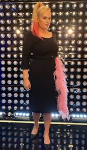 Rebel wilson among finalists for time's 2021 person of the year? Rebel Wilson Prada Black Pink Feather Dress Filming Pooch Perfect