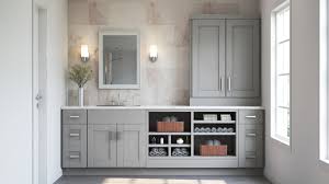 Shaker Pantry Cabinets In Dove Gray Kitchen The Home Depot Wall Cabinet Kitchen Cabinets Grey Kitchen Cabinets