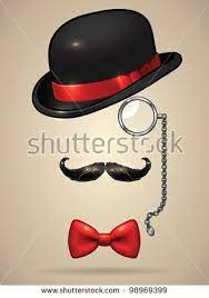 Vintage Silhouette Of Bowler Mustaches Monocle And A Bow Tie Vector Illustration Shadow And Background Are Vintage Silhouette Vintage Tattoo Mustache Art