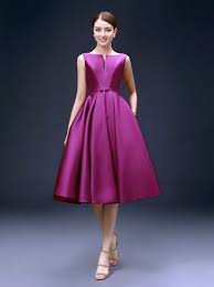 Elegant wife brought to knees. Elegant Satin Knee Length Low Back Fuchsia Cocktail Dress Uniqistic Com