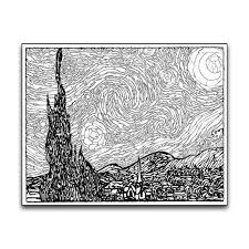 Van gogh's starry night was painted in 1889. Vincent Van Gogh Starry Night Coloring Page From Personal Prints