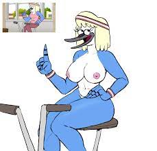 abs anthro avian big breasts bird blonde hair blue jay breasts  cartoon network corvid curvy figure eebahdeebah eyelashes female hair hi  res hilary (regular show) hourglass figure huge breasts