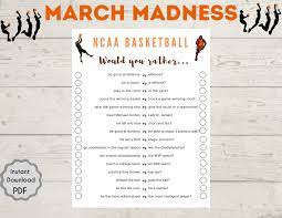 March Madness Would You Rather Game Basketball Party Game L Etsy In 2021 March Madness Would You Rather Game Would You Rather