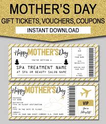 Printable Mothers Day Gift Tickets Certificates Vouchers Coupons Editable Templates Persona Coupon Template Mother Day Gifts Personalized Gifts For Mom
