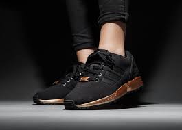 Black And Gold Adidas Zx Flux Womens The Women S Adidas Zx Flux Black Copper S78977 Has Been Restocked Adidas Zx Flux Black Adidas Outfit Shoes Black Shoes Women