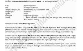 Ada contoh surat pernyataan kesanggupan, surat pernyataan kerja, surat pernyataan menikah, surat pernyataan sikap, dan lain sebagainya. Surat Pernyataan Ikrar Talak Cerai Cute766