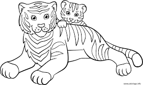 coloriage tigre avec son bebe famille a imprimer dessin comment appliquer un de finition laque