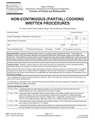 Standard by food and drug administration, 01/01/1999. Non Continuous Partial Cooking Written Procedures