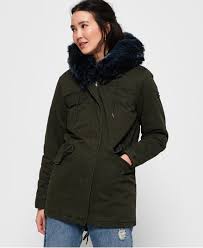 Superdry Hawk Coloured Faux Fur Parka Jacket Womens