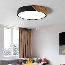 Modern Minimalist Led Drum Shaped Wood Metal Acrylic Medium Flush Mount Ceiling In 2021 Bedroom Ceiling Light Black Ceiling Lighting Modern Ceiling Light Fixtures